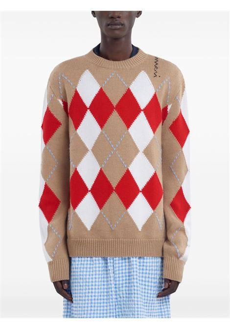 argyle sweater man beige MARNI | GCMG0438Q2 UFW618ARW74